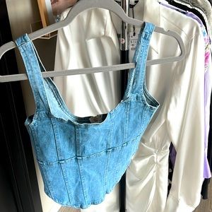 OW Intimates X Revolve Demi Top Light Denim Corset Size S great condition